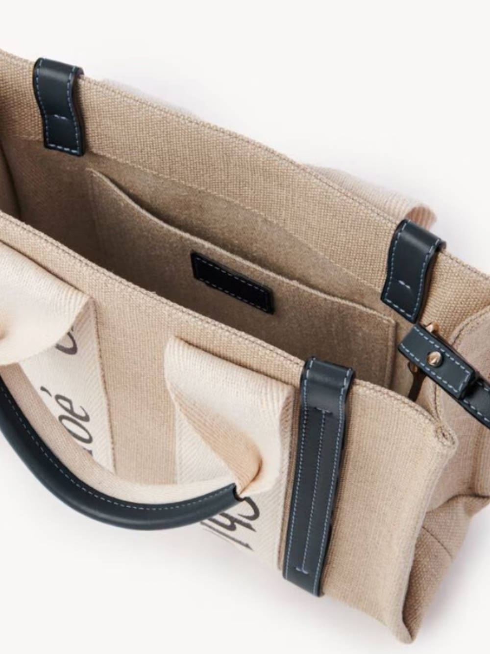 MINI WOODY TOTE BAG IN LINEN - Picture 7 of 9